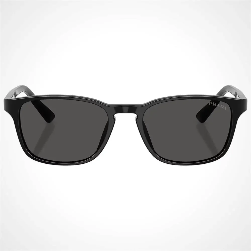 New PRADA Sunglasses Black Aviator Square Mens Letter Logo Grey Lens 52-18-140mm
